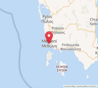 Map of Methóni, Peloponnese