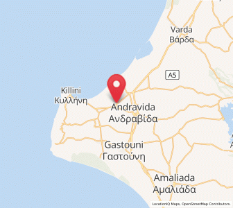 Map of Myrsíni, West Greece