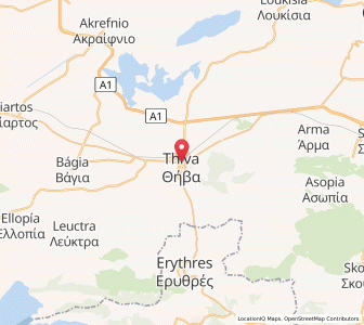 Map of Thèbes, Central Greece