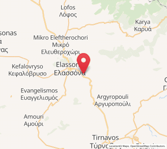 Map of Tsarítsani, Thessaly