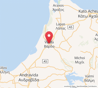Map of Várda, West Greece