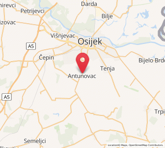 Map of Antunovac, County of Osijek-Baranja