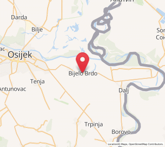 Map of Bijelo Brdo, County of Osijek-Baranja