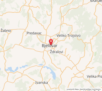 Map of Bjelovar, Bjelovar-Bilogora