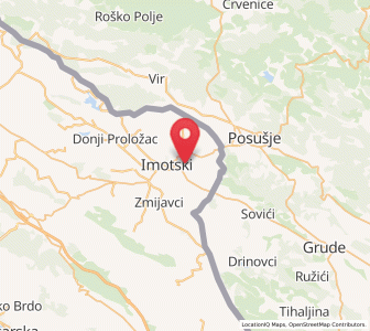 Map of Donji Vinjani, Split-Dalmatia