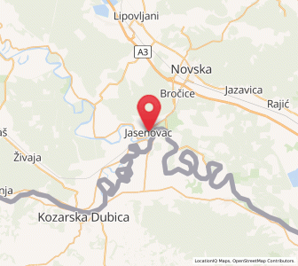 Map of Jasenovac, County of Sisak-Moslavina