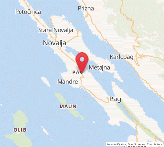 Map of Kolan, County of Zadar