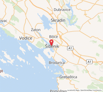 Map of Sibenik, Šibenik-Knin