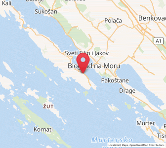 Map of Tkon, County of Zadar