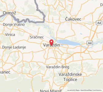 Map of Varaždin, County of Varaždin