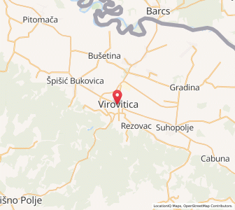Map of Virovitica, County of Virovitica-Podravina