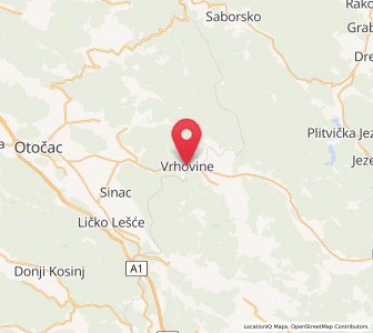 Map of Vrhovine, County of Lika-Senj