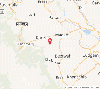 Map of Abur, Kashmir
