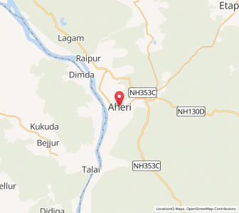 Map of Ahiri, Maharashtra