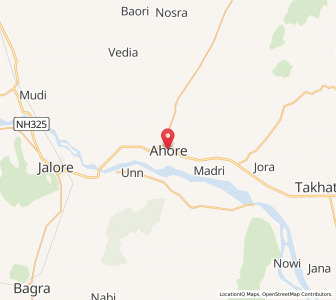 Map of Ahor, Rajasthan