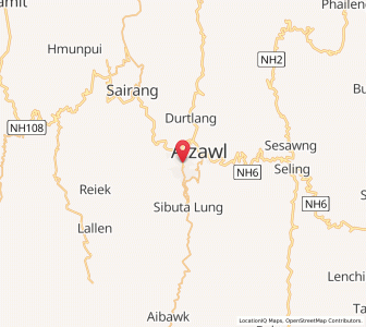 Map of Aizawl, Mizoram