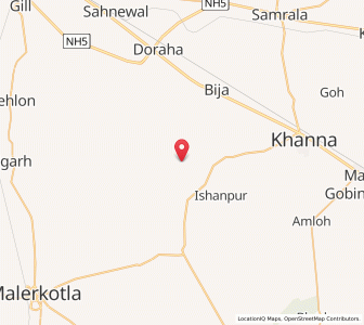 Map of Aluna Tola, Punjab