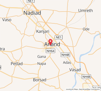 Map of Anand, Gujarat