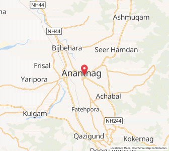 Map of Anantnag, Kashmir