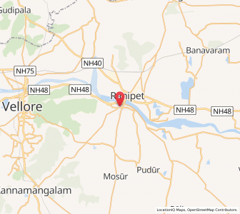 Map of Arcot, Tamil Nadu