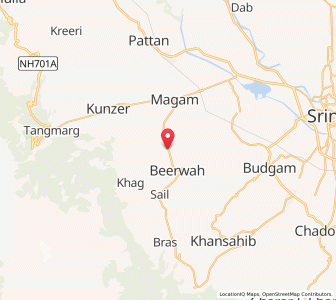 Map of Aru, Kashmir
