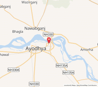 Map of Ayodhya, Uttar Pradesh