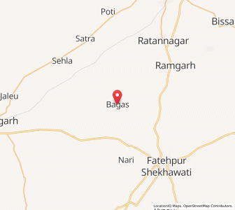 Map of Bagas, Rajasthan