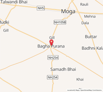 Map of Bagha Purana, Punjab
