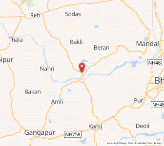 Map of Bagor, Rajasthan