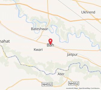 Map of Bah, Uttar Pradesh