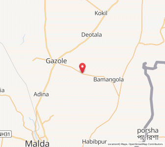 Map of Bamangola, West Bengal