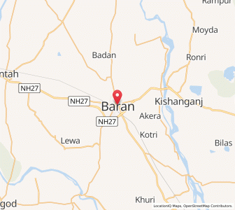 Map of Baran, Rajasthan