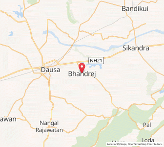 Map of Bhandarej, Rajasthan