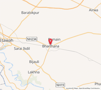 Map of Bharthana Purana, Uttar Pradesh