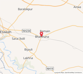 Map of Bharthana, Uttar Pradesh