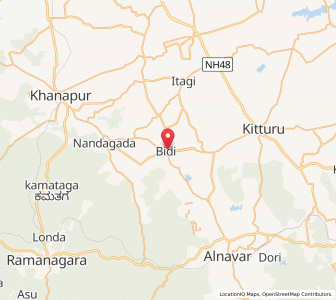 Map of Bidi, Karnataka