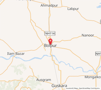 Map of Bolpur, West Bengal