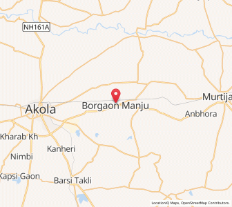 Map of Borgaon Manju, Maharashtra