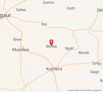 Map of Borwa, Rajasthan