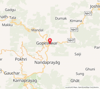 Map of Chamoli, Uttarakhand