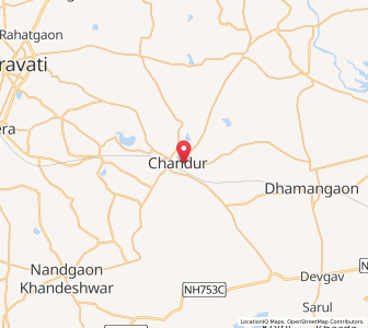 Map of Chāndūr, Maharashtra