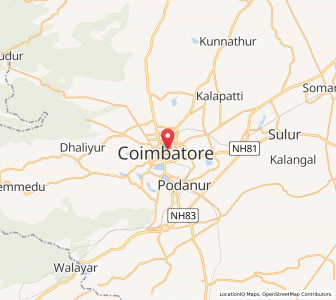 Map of Coimbatore, Tamil Nadu