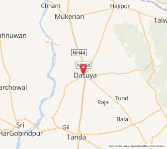Map of Dasua, Punjab