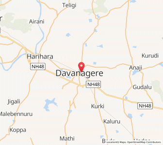 Map of Davangere, Karnataka