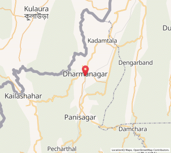 Map of Dharmanagar, Tripura