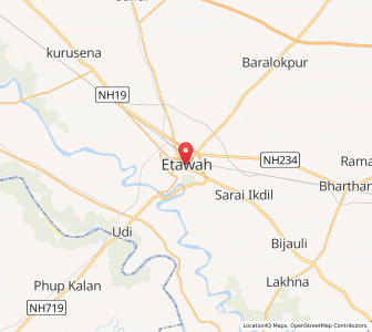 Map of Etawah, Uttar Pradesh
