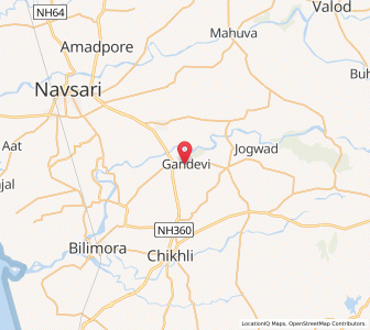 Map of Gandeva, Gujarat