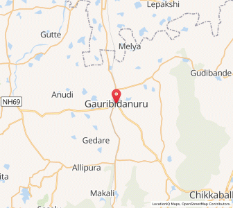 Map of Gauribidanur, Karnataka