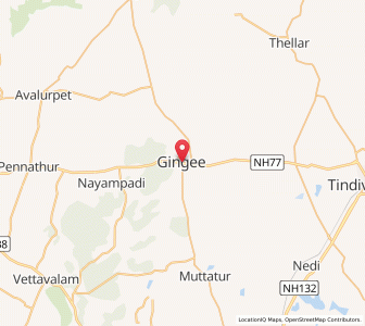 Map of Gingee, Tamil Nadu