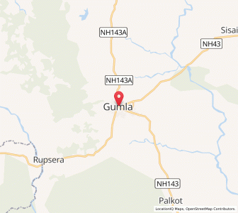 Map of Gumla, Chhattisgarh